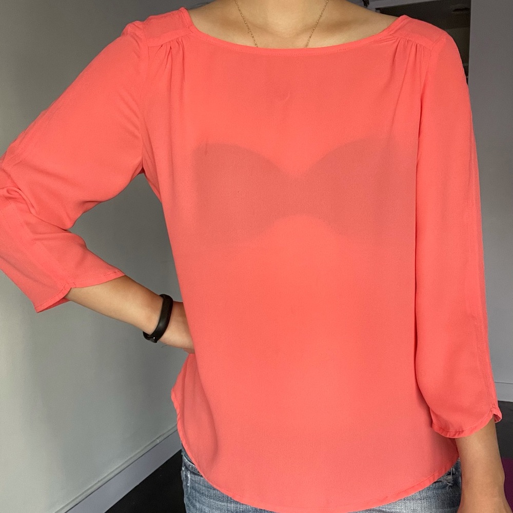 Light pink coral tunic blouse top